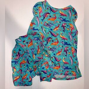 Posh peanut Lisa frank dancing dolphin Classic pajama set 3t-4t  GUC